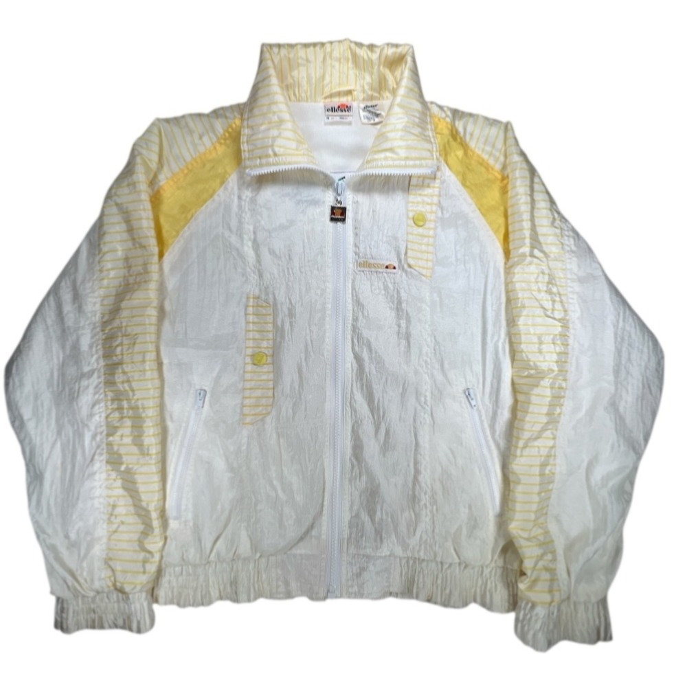 Ellesse Jacket Sz 0 Small VTG Track Windbreaker 90s Y2K White Zip Up Womens‎